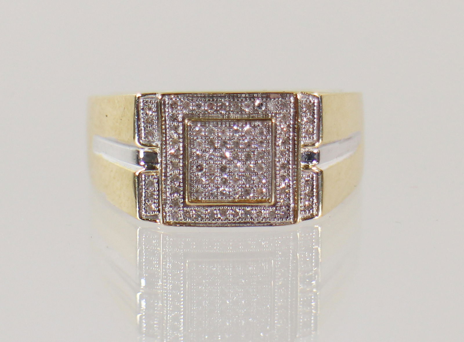 10KT TWO TONE MEN'S DIAMOND RING (1 of 2)