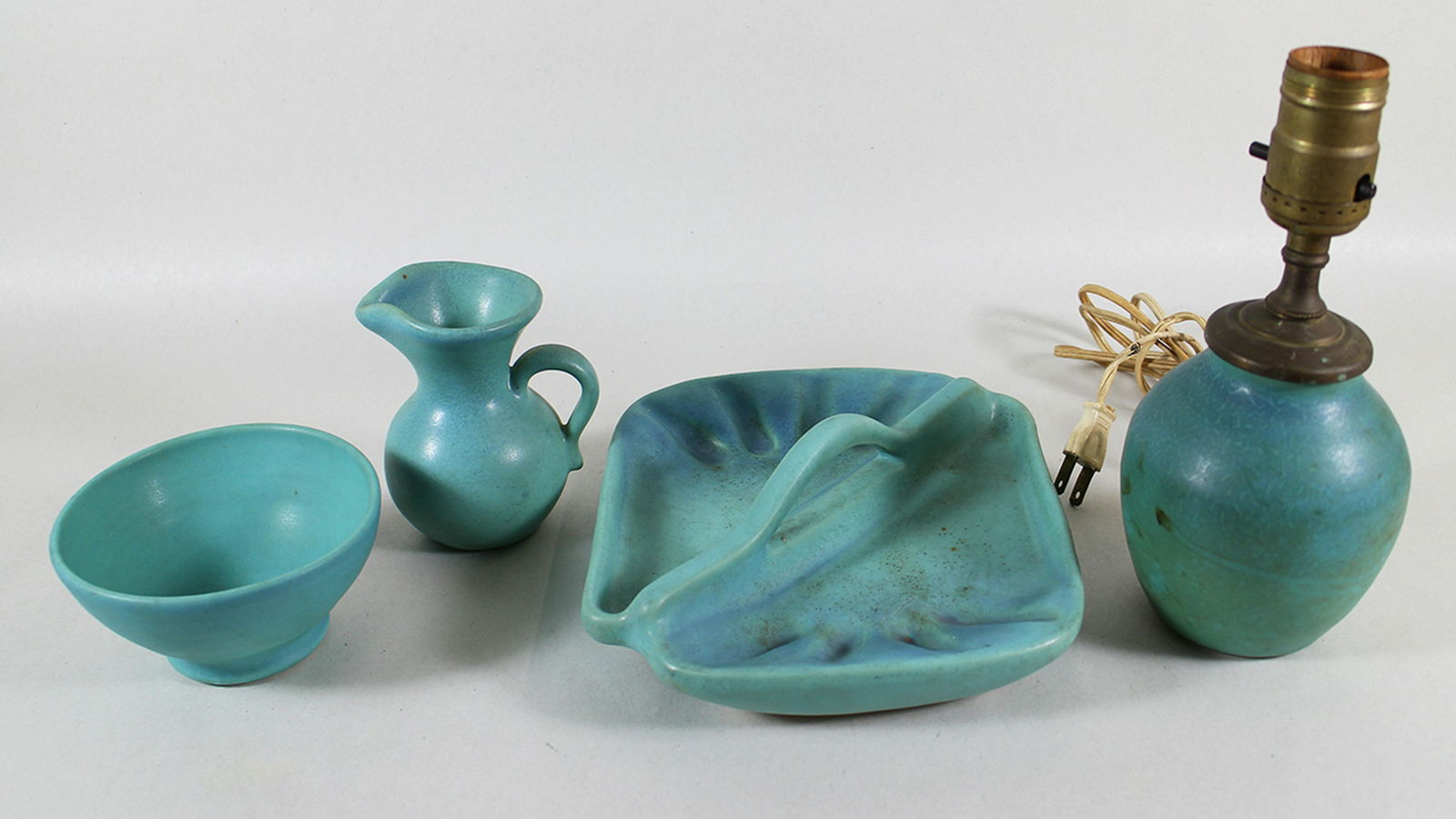 VAN BRIGGLE MATTE TEAL POTTERY COLLECTION (1 of 2)