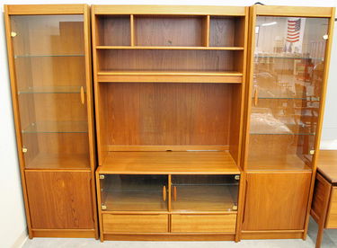 Three Piece Danish Modern Teak Wall Unit Three Piece Danish Modern Teak Wall Unit