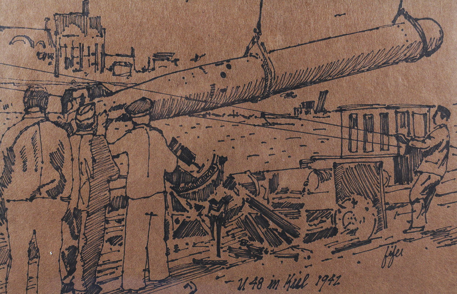 WWII SUBMARINE ILLUSTRATION DRAWING (1 of 3)