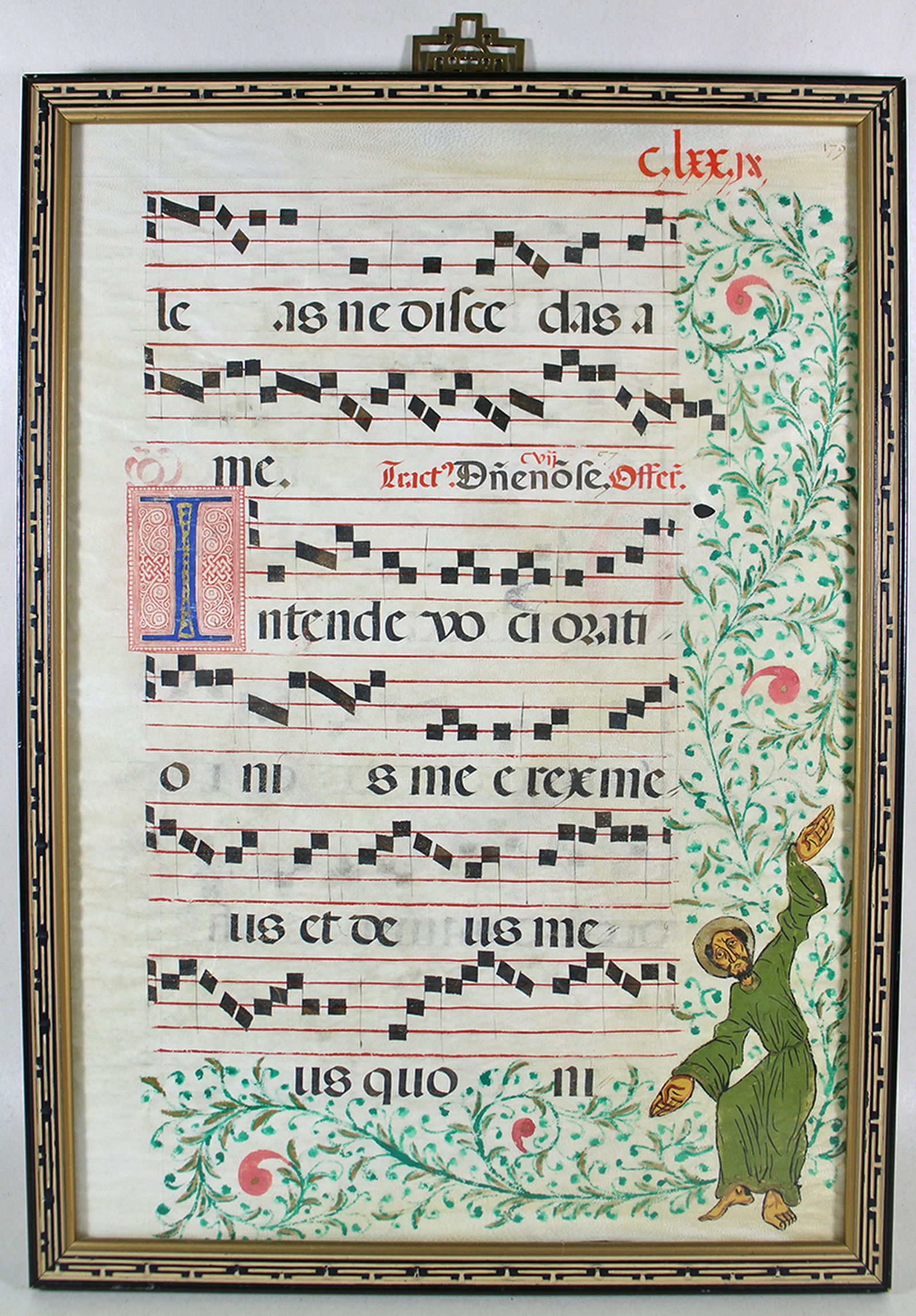 MEDIEVAL ILLUMINATED VELLUM SHEET MUSIC MANUSCRIPT (1 of 2)