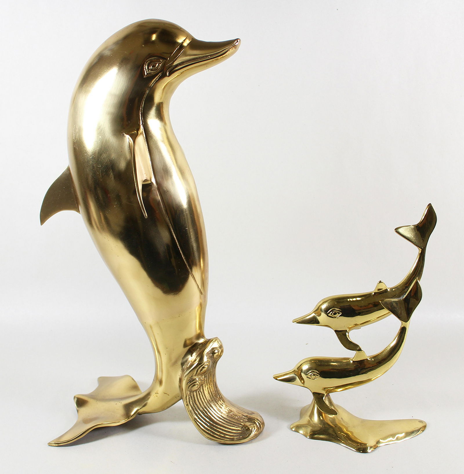 (2) BRASS DOLPHIN SCULTPURES (1 of 1)