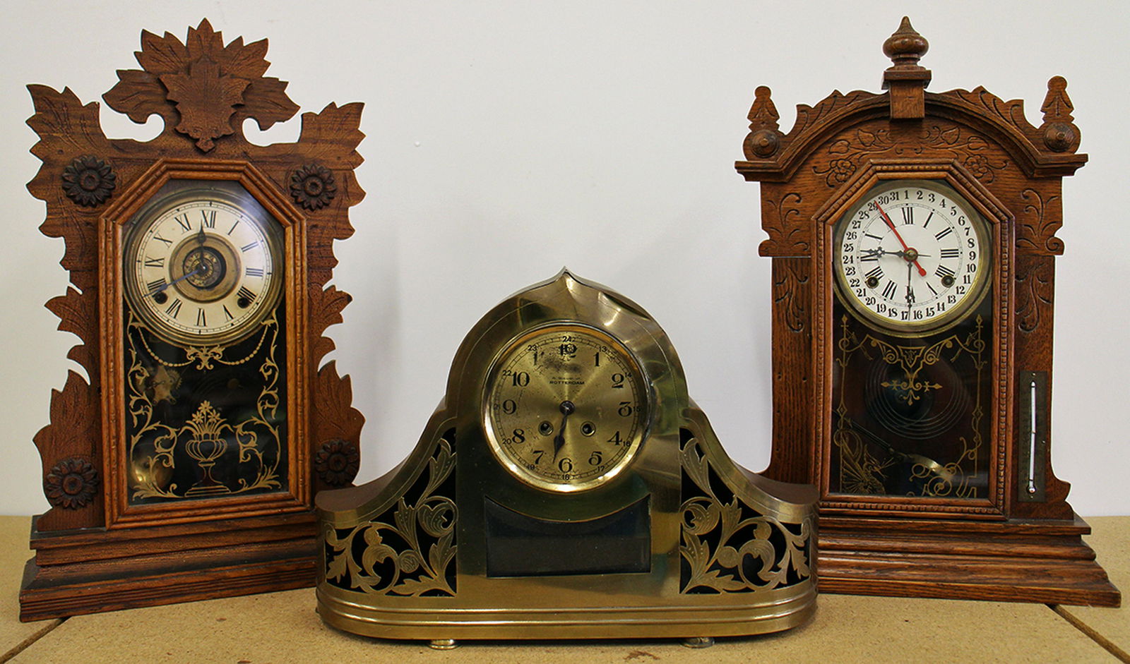 (2) GINGERBREAD & BRASS CLOCK (1 of 3)
