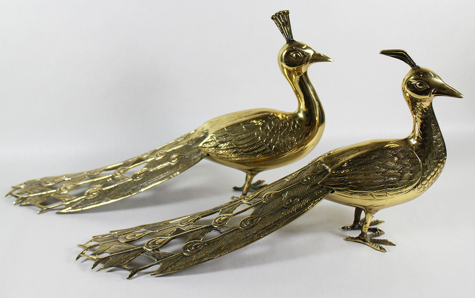 (2) VINTAGE BRASS PEACOCK FIGURINES (1 of 2)