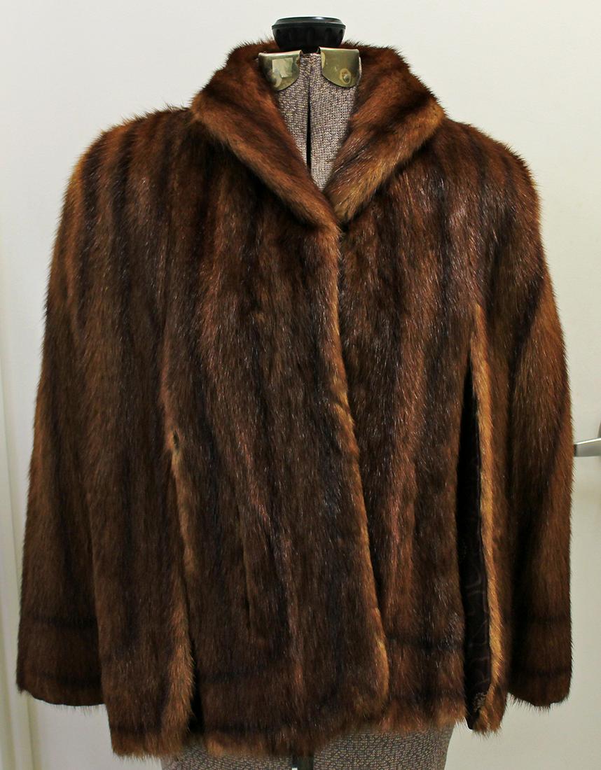 BROWN MINK FUR STROLLER SWING COAT (1 of 2)