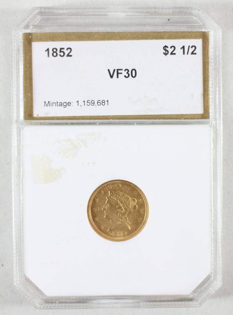 1852 GOLD $2.50 QUARTER EAGLE COIN (1 of 4)
