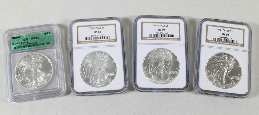 (4) SILVER EAGLE DOLLARS (1 of 2)