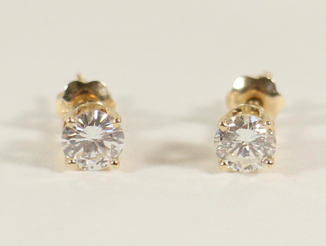 14KT 1.02 TCW DIAMOND STUD EARRINGS (1 of 3)