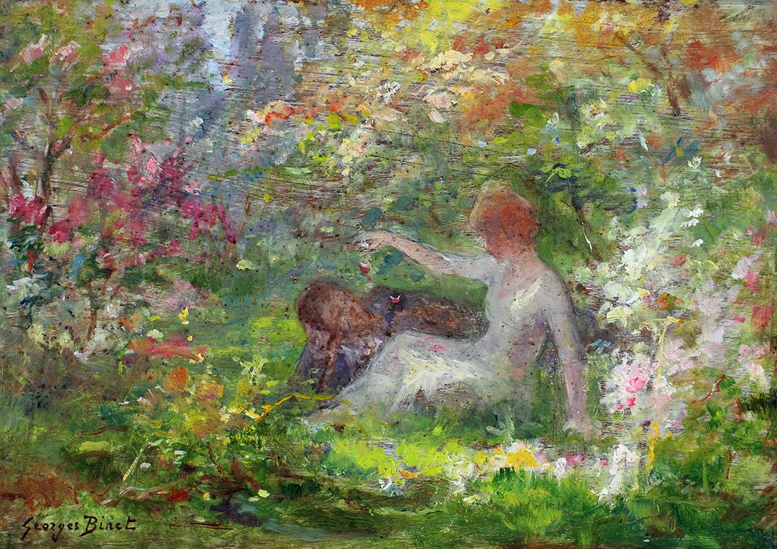 GEORGE BINET OIL ON PANEL PAINTING (1 of 4)