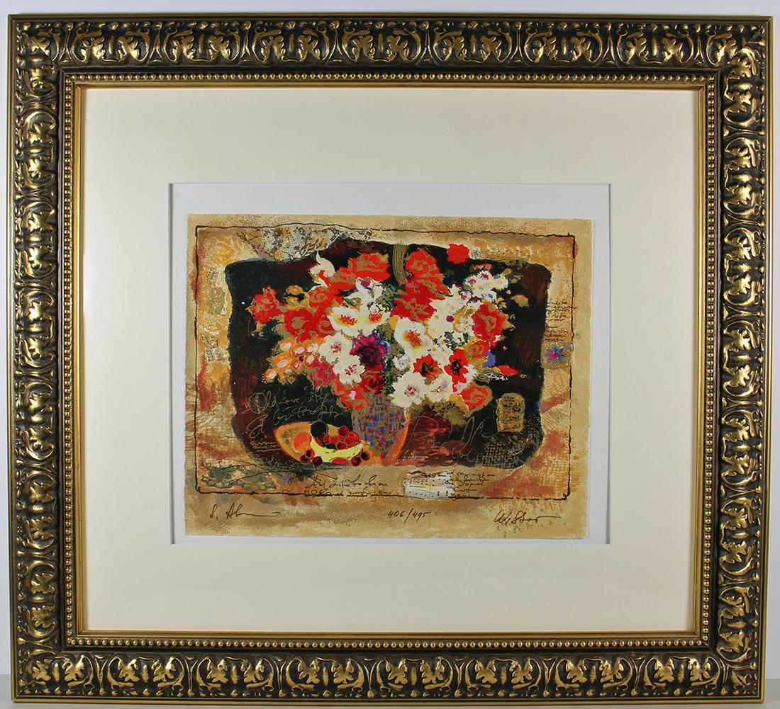 ALEXANDER & WISSOTZKY RED FLOWERS SERIGRAPH (1 of 2)