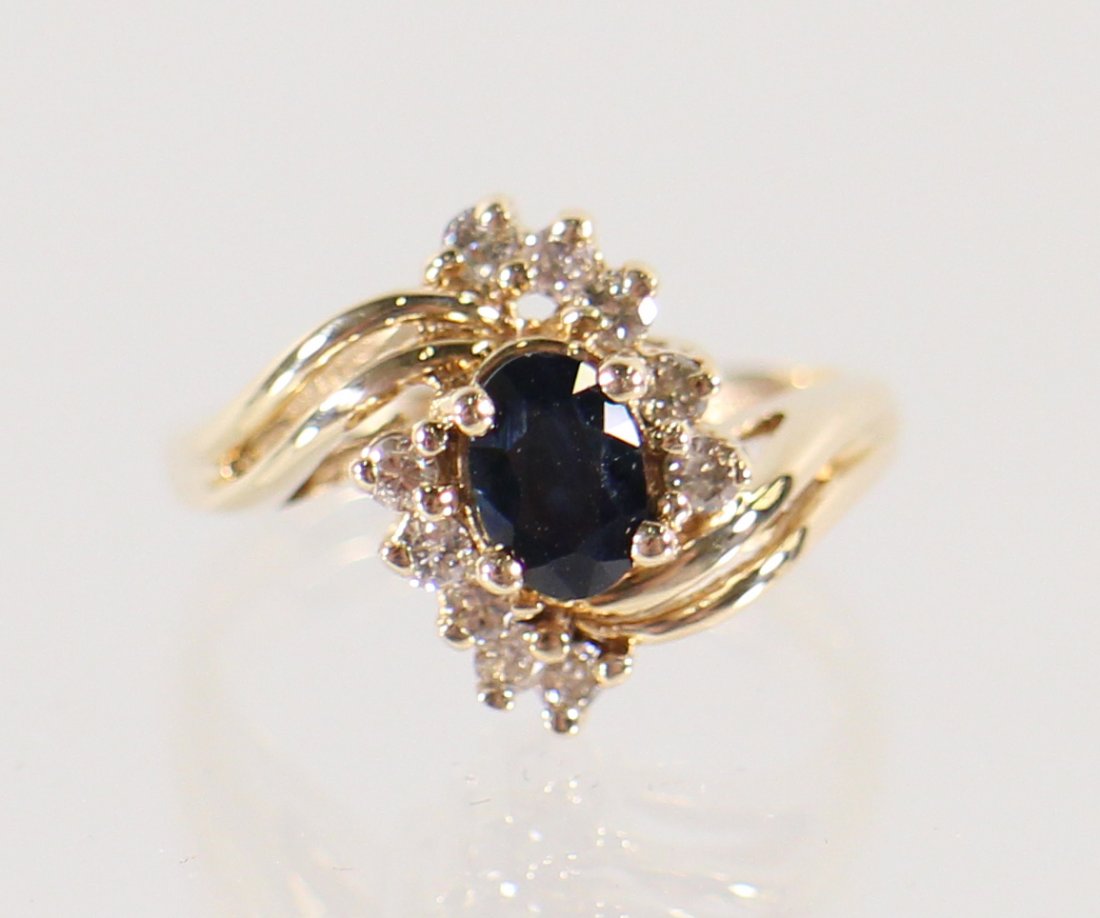 14K SAPPHIRE & DIAMOND RING (1 of 2)