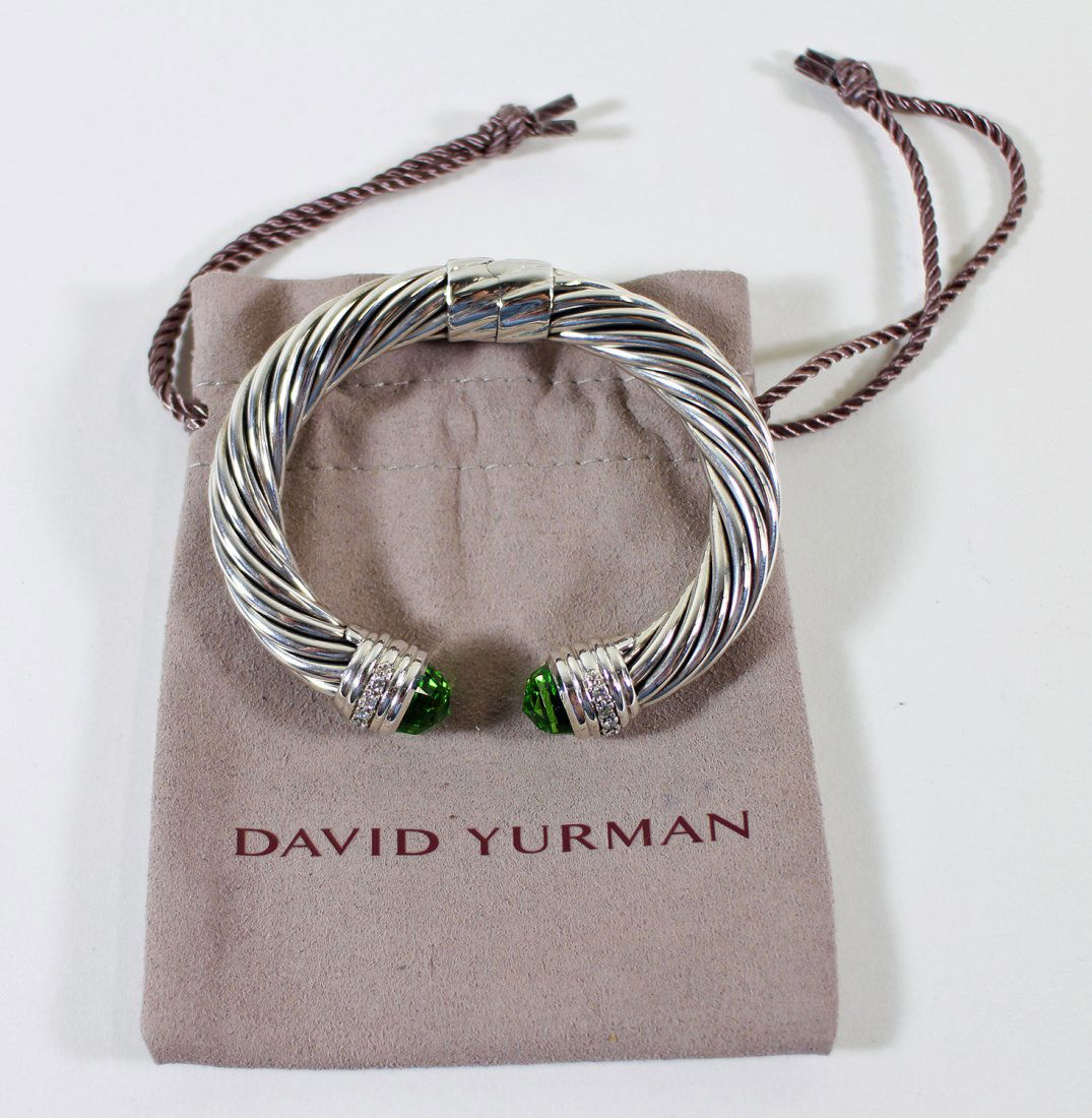 DAVID YURMAN STERLING PERIDOT & DIAMOND BRACELET (1 of 5)
