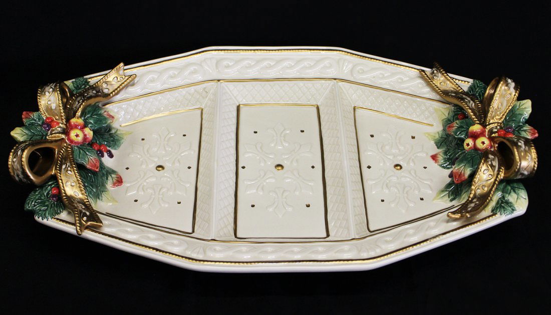 FITZ & FLOYD SNOWY WOODS HOLIDAY SERVING PLATTER W/ BOX (1 of 2)