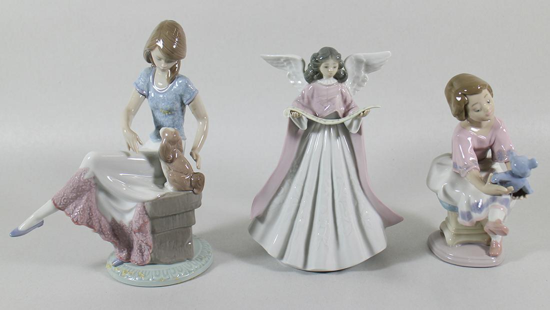(3) LLADRO 7612, 5831, & 7620, FIGURINES W/ BOXES: Lladro collection including Picture Perfect (umbrella included but not pictured), Angel Tree Topper # 5831, and Best Friend # 7620 all with original boxes.