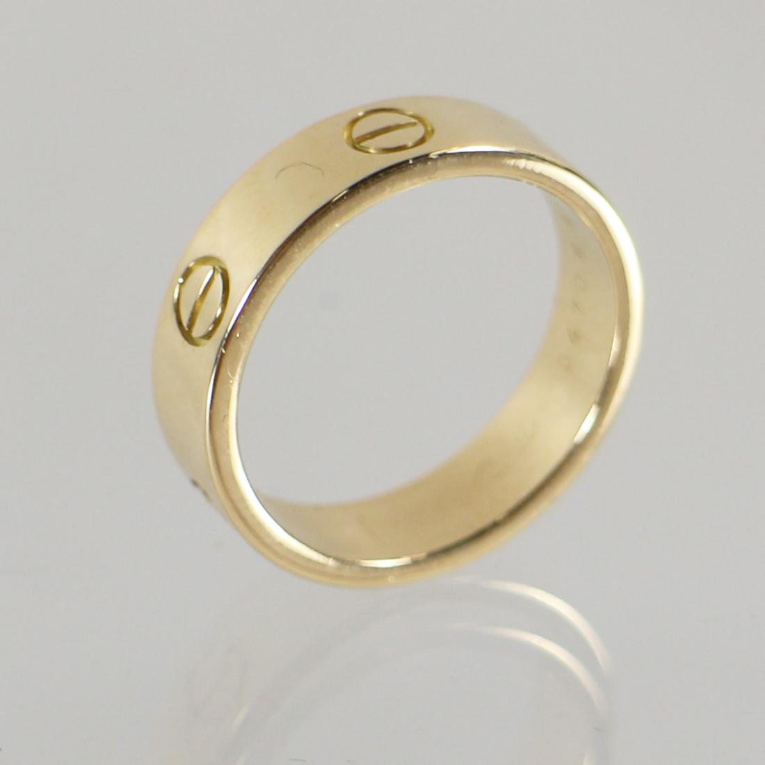 18KT CARTIER LOVE RING: 18K Yellow gold Cartier love ring. 8.8 grams, 6MM, size 9.25.
