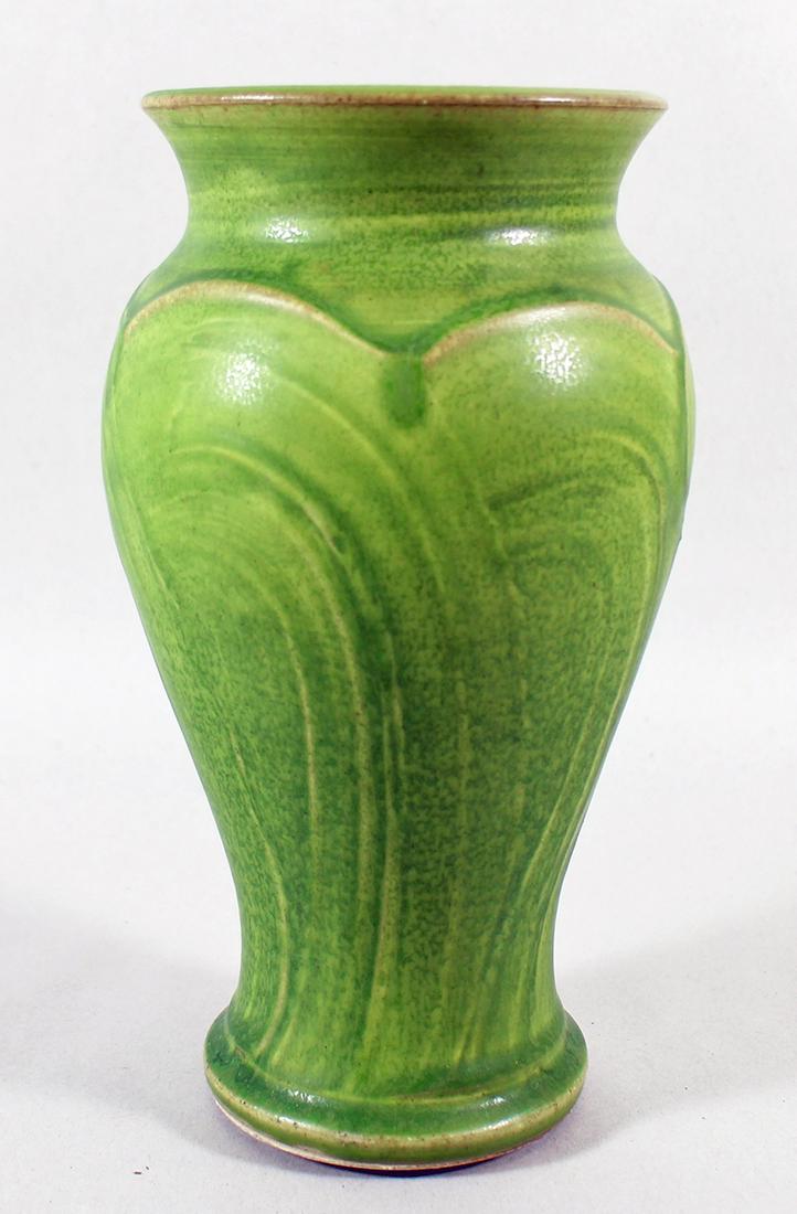 PEWABIC POTTERY VASE: Green Pewabic Detroit SWB pottery vase. 8.5" tall.