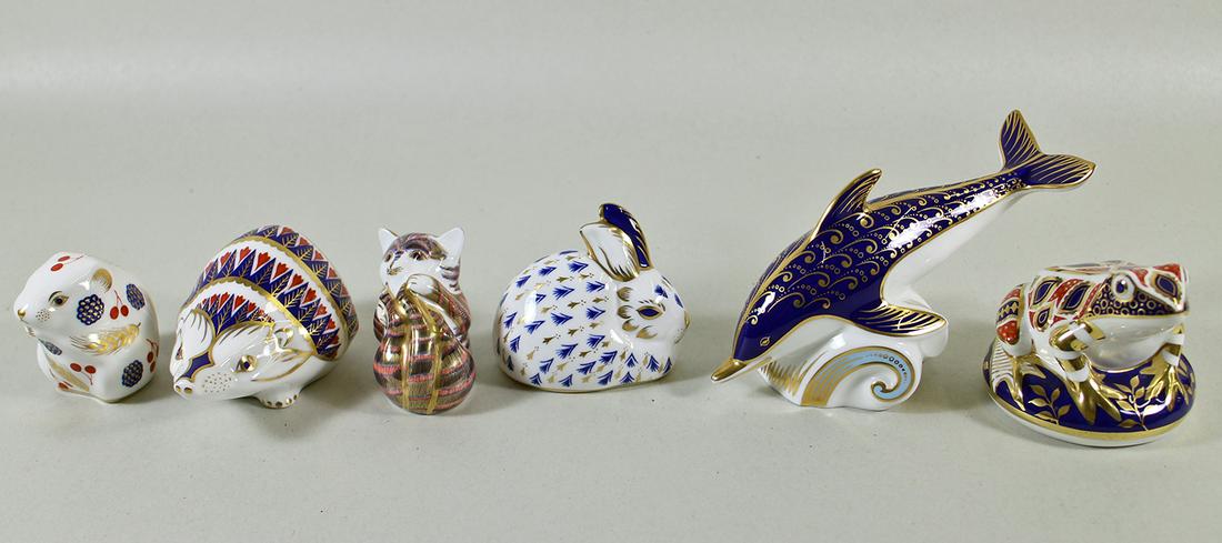 (6) ROYAL CROWN DERBY PAPERWEIGHT FIGURINES (1 of 3)