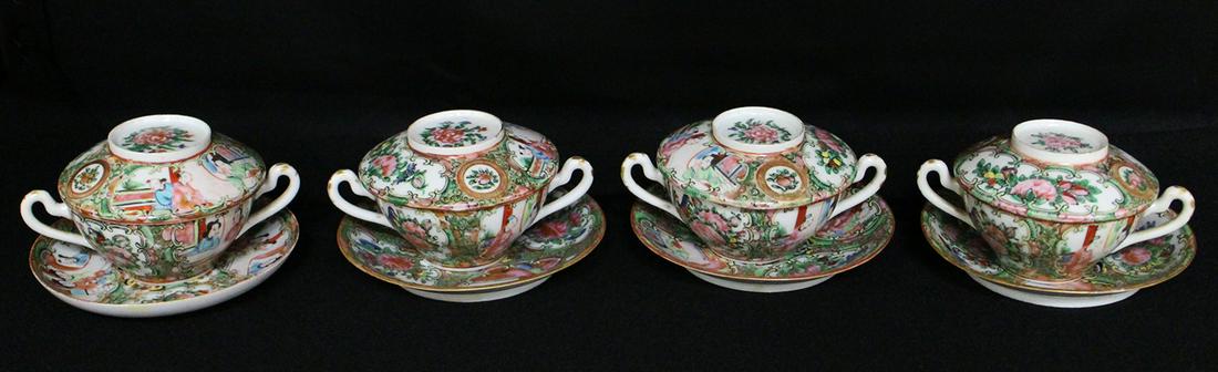 (4) CHINESE EXPORT ROSE MEDALLION LIDDED BOWLS (1 of 4)