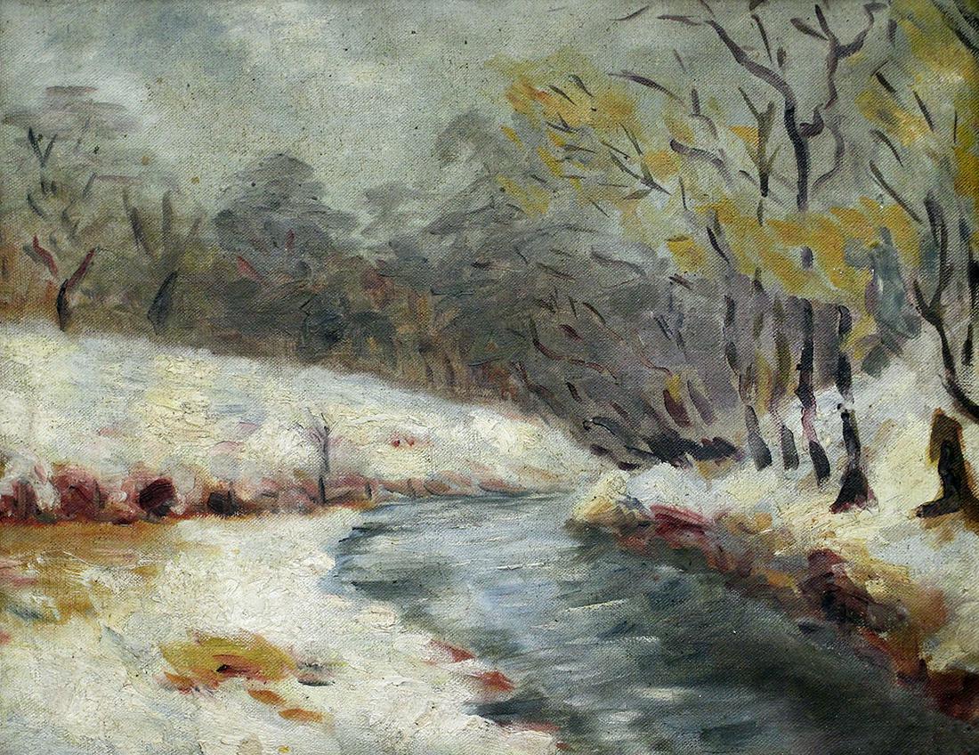 ATTRIBUTED JOHN TWACHTMAN PAINTING (1 of 3)