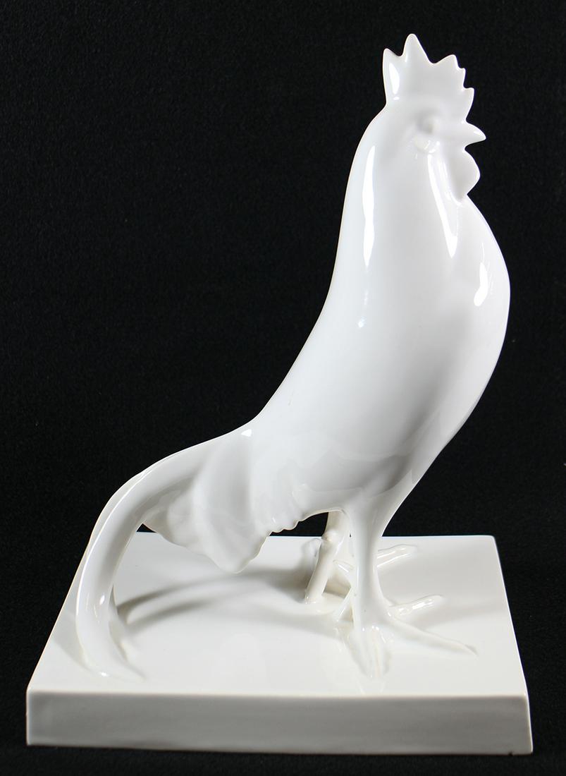 WHITE PORCELAIN ROOSTER FIGURINE (1 of 3)