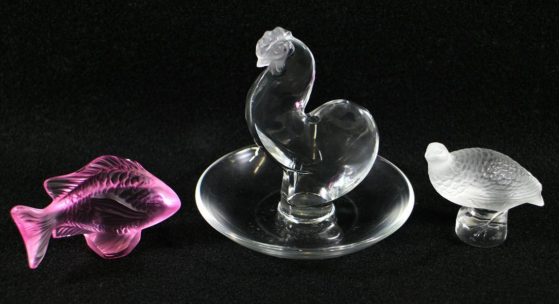 (3) LALIQUE ART FIGURINES & PIN DISH (1 of 2)