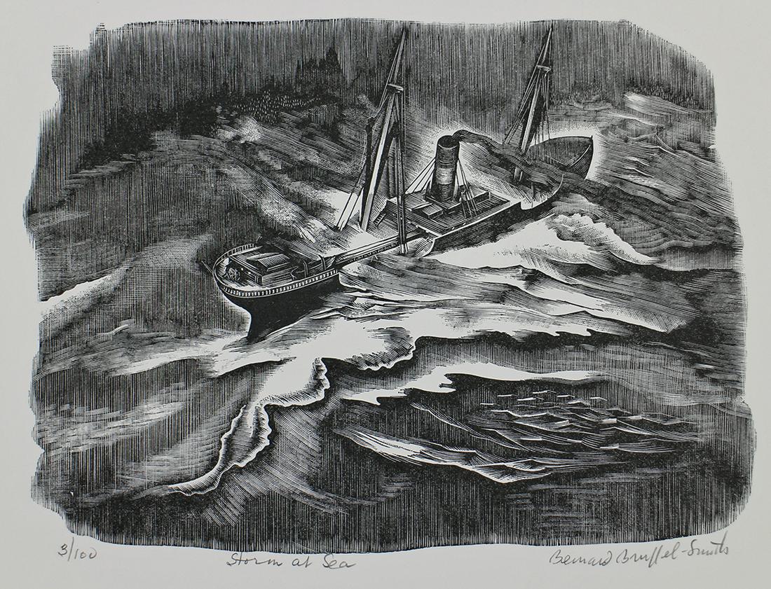 BERNARD BRUSSEL-SMITH STORM AT SEA ENGRAVING (1 of 2)