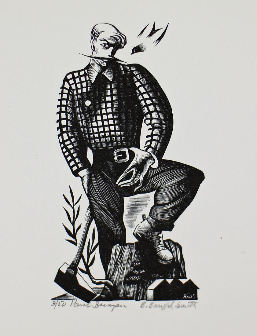 BERNARD BRUSSEL-SMITH PAUL BUNYAN ENGRAVING (1 of 2)