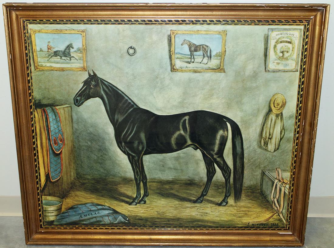 L. MANDRET COLOR ENGRAVING OF AEMULAS HORSE IN BOX (1 of 2)