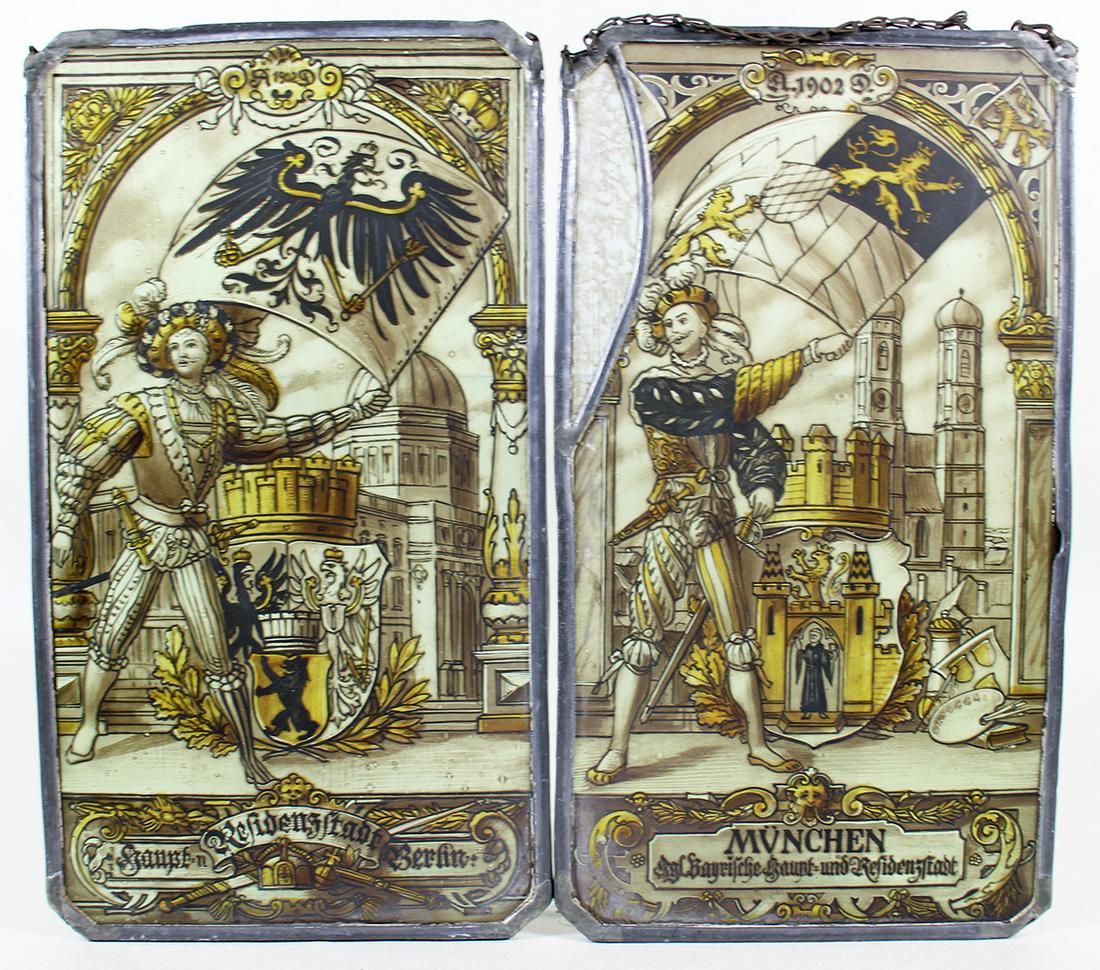 (2) 1902 MUNICH STYLE PAINTED GLASS CHURCH WINDOWS (1 of 5)