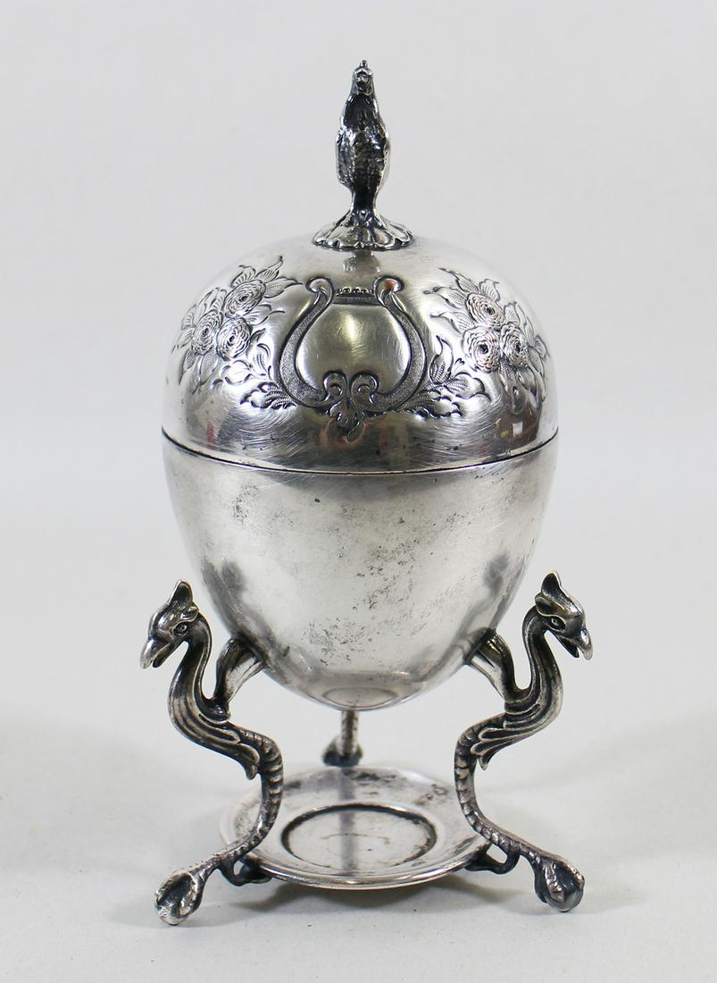 ENGLISH VICTORIAN EGG CODDLER WITH ROOSTER (1 of 5)