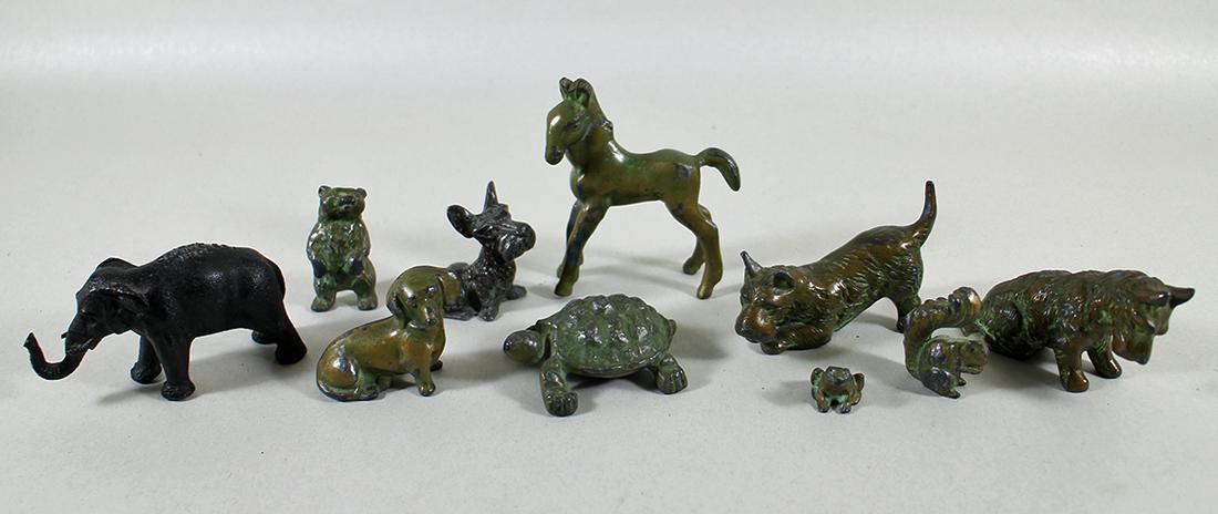 (10) VINTAGE & ANTIQUE CAST METAL ANIMAL FIGURINES (1 of 3)