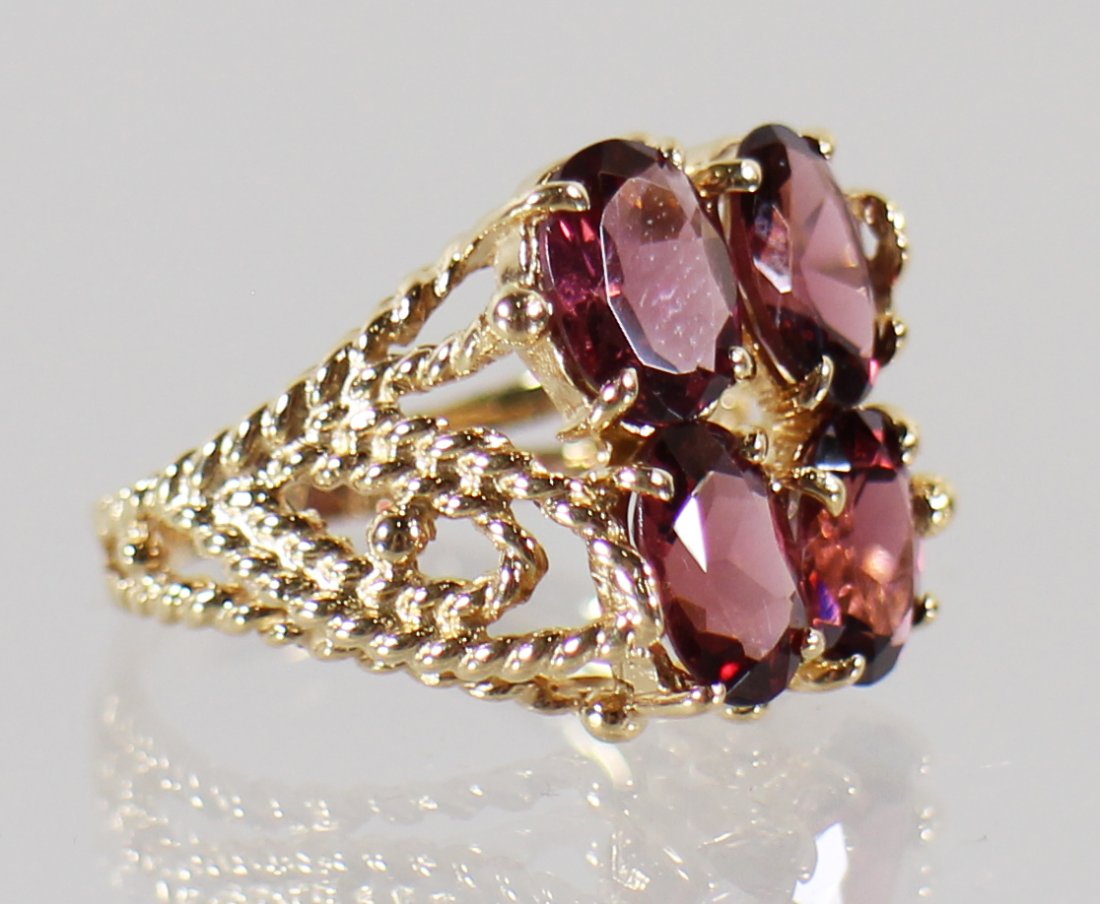 14K YELLOW GOLD RHODOLITE GARNET RING (1 of 3)