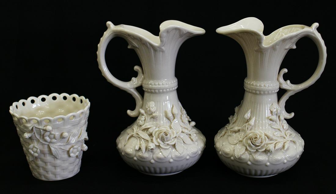 BELLEEK PITCHERS & BASKET (1 of 5)