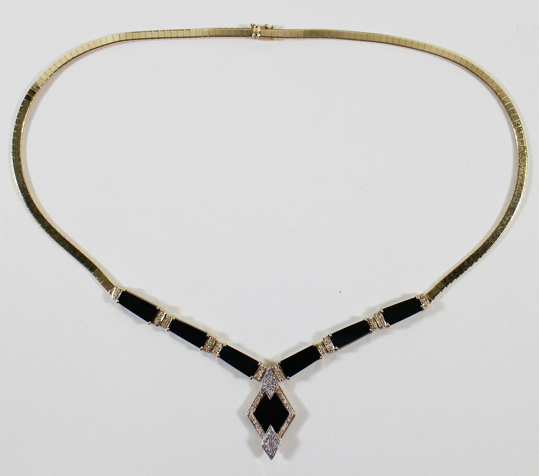 14K DIAMOND & ONYX NECKLACE (1 of 2)