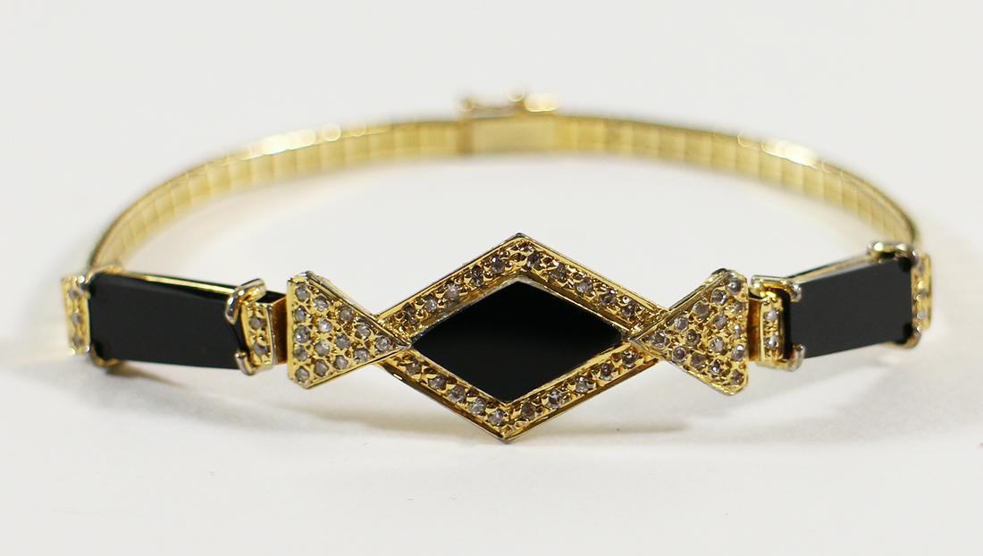 14K DIAMOND & ONYX BRACELET (1 of 2)