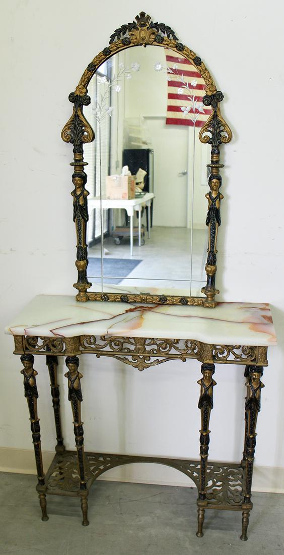 METROPOLITAN MARBLE TOP TABLE & MIRROR (1 of 6)