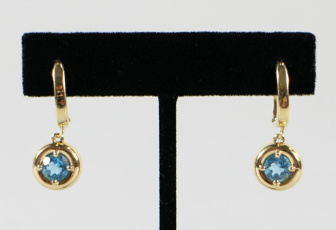 14K BLUE TOPAZ DANGLE EARRINGS (1 of 3)