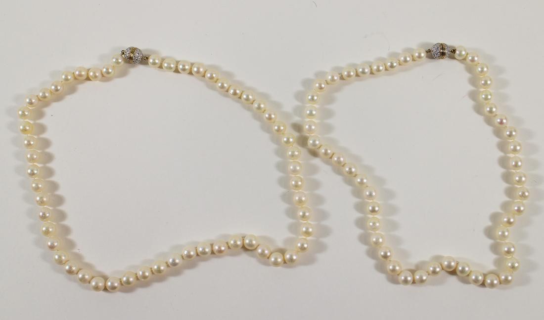 (2) 14K PEARL & DIAMOND NECKLACES (1 of 4)