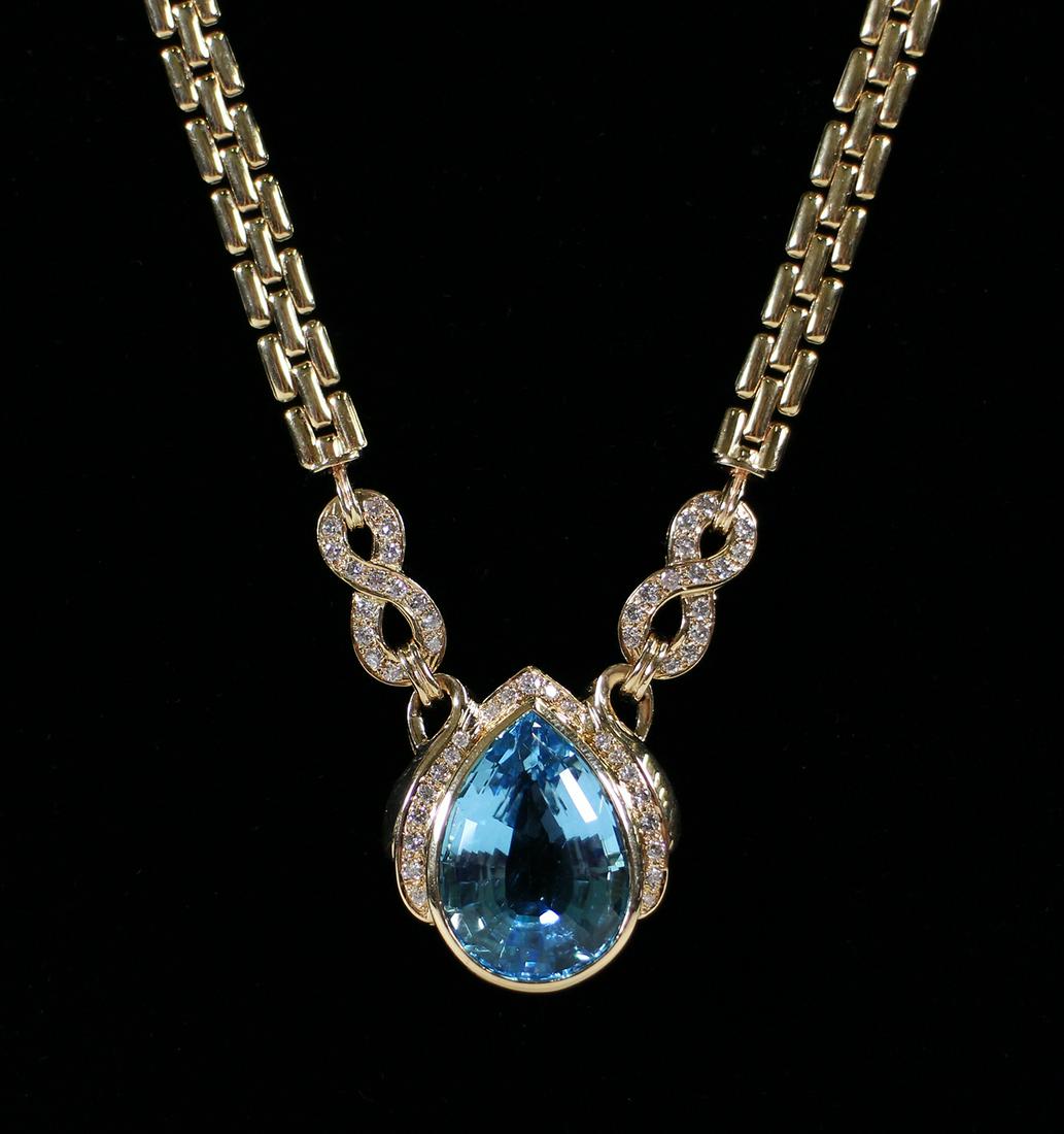 14K BLUE TOPAZ AND DIAMOND NECKLACE (1 of 4)