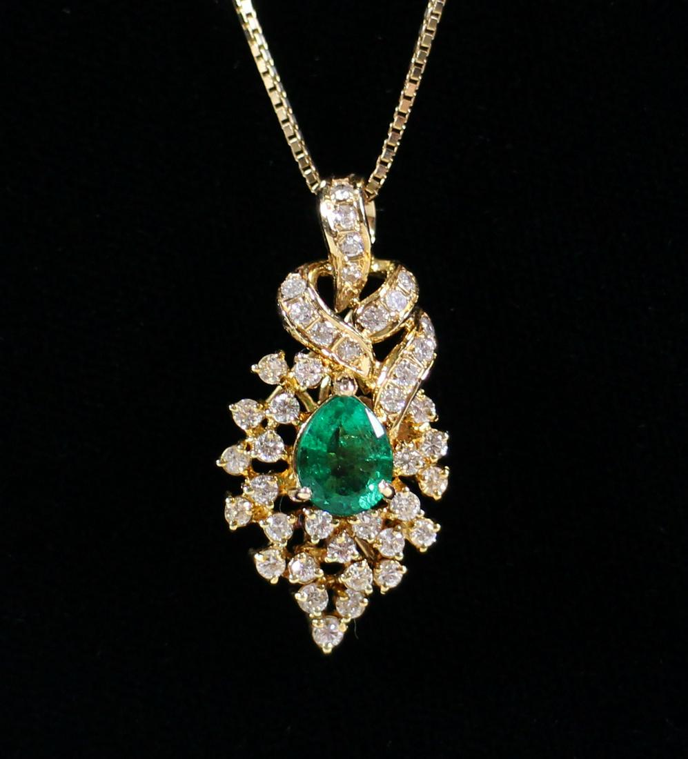 14K EMERALD & DIAMOND PENDANT (1 of 5)