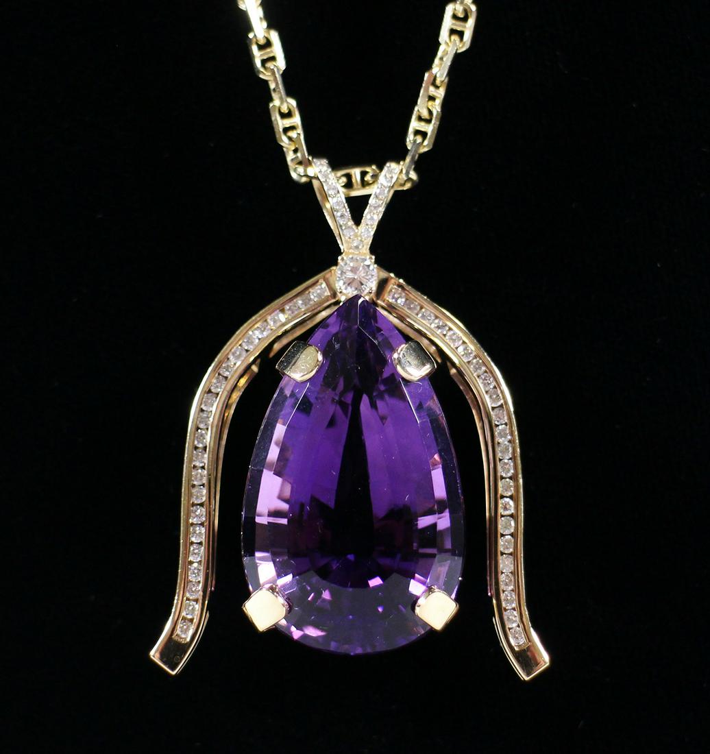 14K AMETHYST & DIAMOND PENDANT (1 of 4)