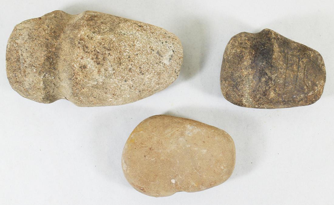 (3) NATIVE AMERICAN TOMAHAWK HEADS (1 of 2)