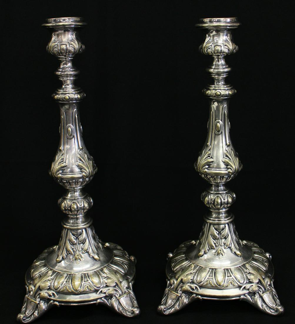 POLISH JUDACIA SILVERPLATE CANDLESTICKS - FRAGET (1 of 4)