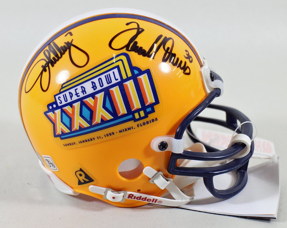 JOHN ELWAY & TERRELL DAVIS SIGNED MINI HELMET (1 of 2)