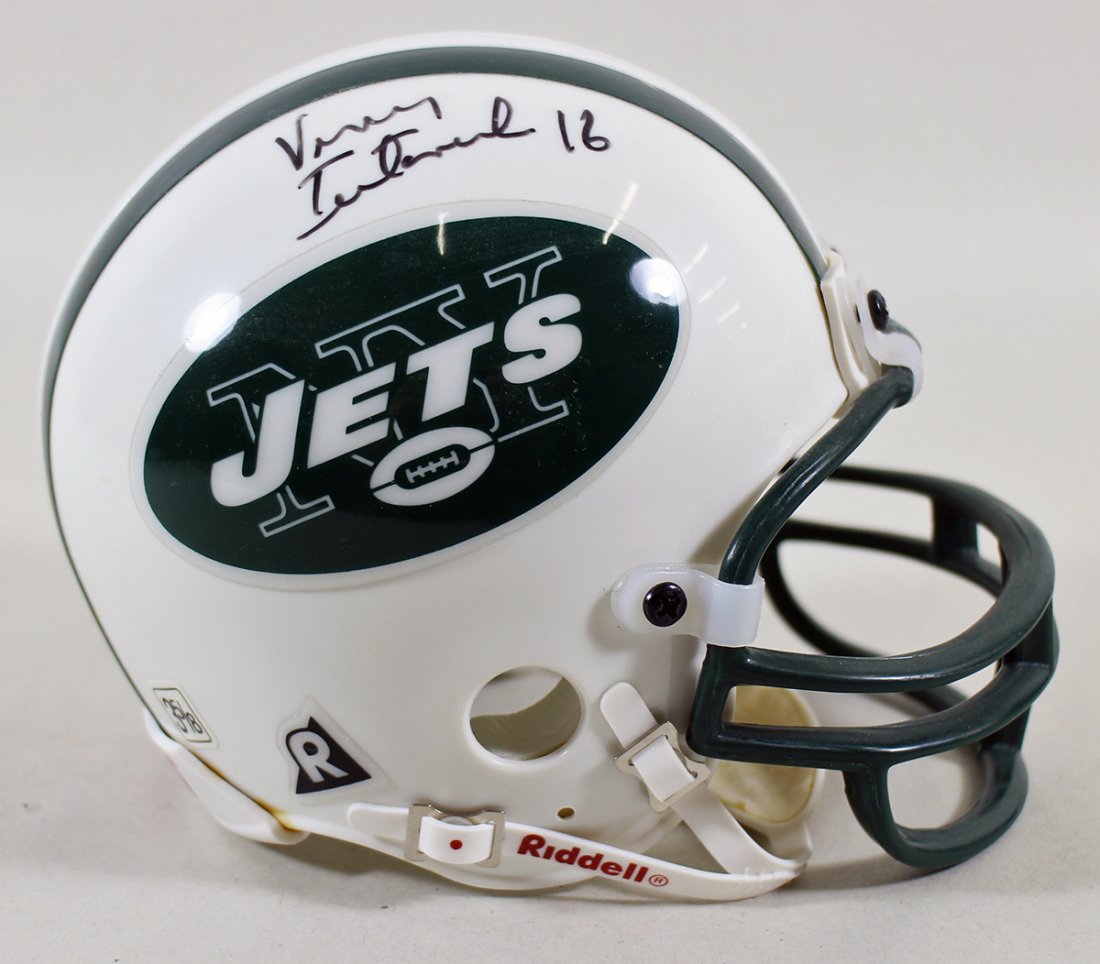 VINNY TESTAVERDE JETS SIGNED MINI HELMET (1 of 2)