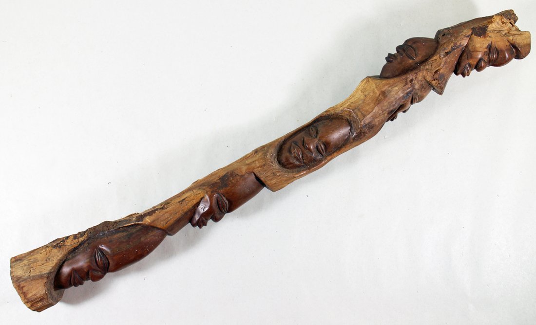 AFRICAN CARVED WOOD FACE TOTEM (1 of 4)