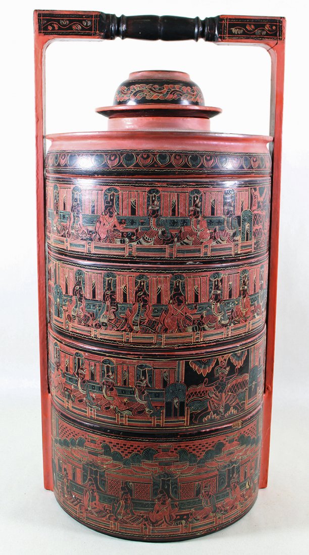 EARLY 20TH CENTURY BURMESE LACQUERED CONTAINER (1 of 3)