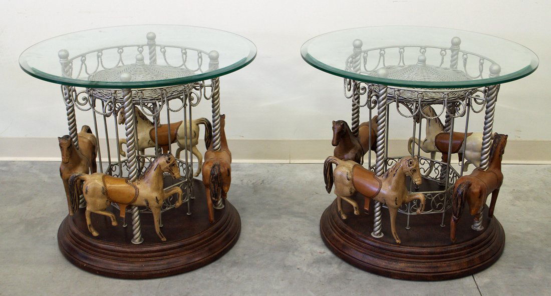 (2) CAROUSEL SIDE TABLES (1 of 3)