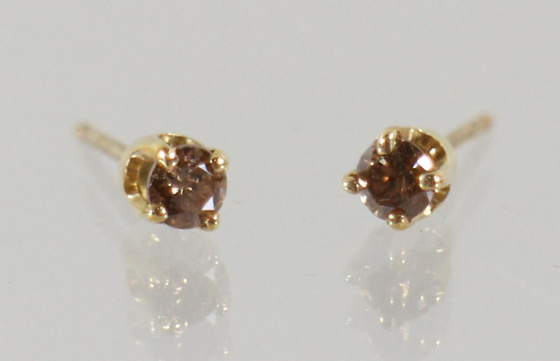 14K CHAMPAGNE DIAMOND STUD EARRINGS (1 of 2)