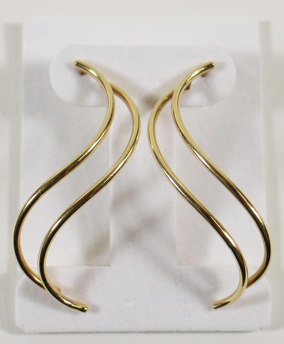 14K YELLOW GOLD MODERN SWIRL DANGLING EARRINGS (1 of 1)